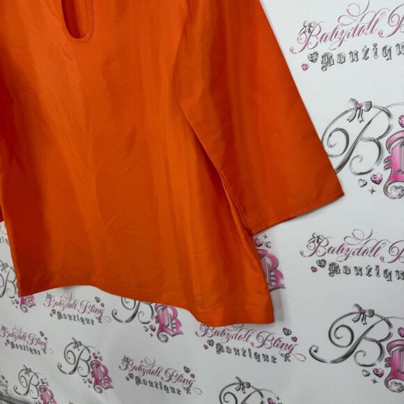 Yessica city top shirt Elegant Orange Blouse with Keyhole Detail - Picture 3 of 9